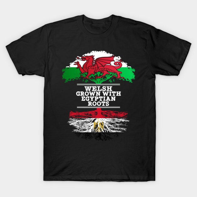 Welsh Grown With Egyptian Roots - Gift for Egyptian With Roots From Egypt T-Shirt by Country Flags